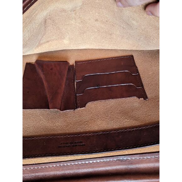 I Medici Italian Leather 2-Way Briefcase Shoulder Bag Red Brown Made in Italy - Picture 10 of 14